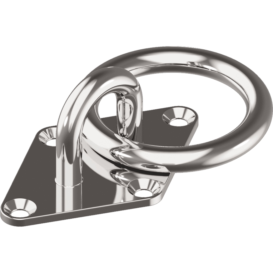 Augplatte Mastplatte mit Ring Typ A D5mm 59x37mm A2 gestanzt
