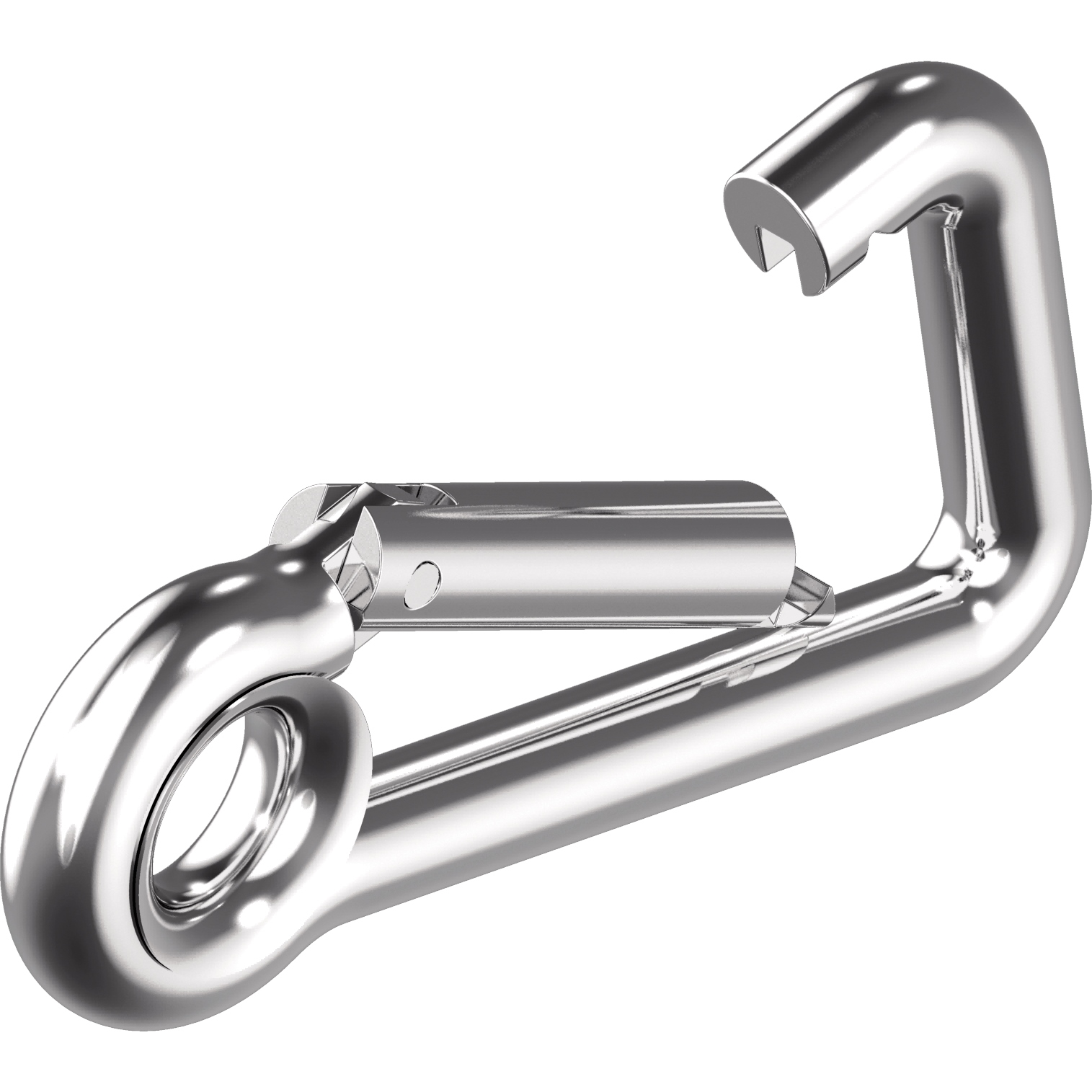 Karabinerhaken asymmetrisch mit Kausche Edelstahl A4