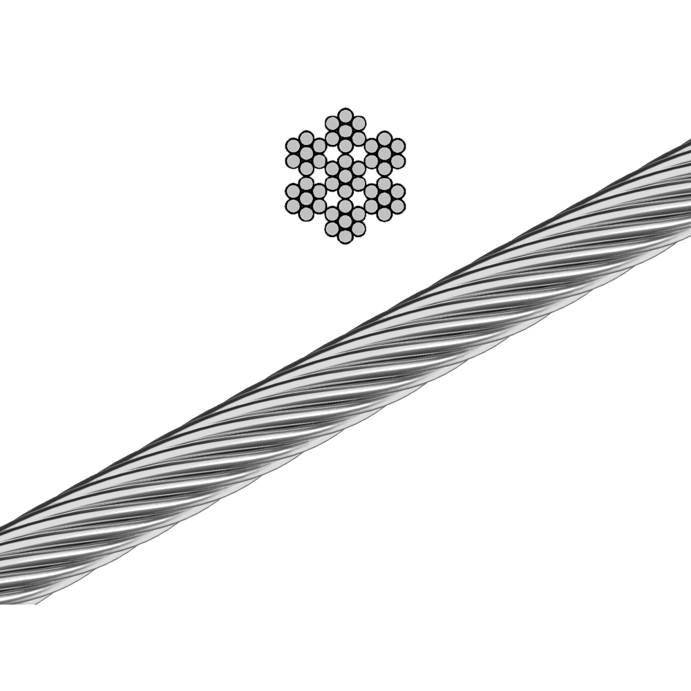 Drahtseil DIN 12385-4 7x7 flexibel Edelstahl A4