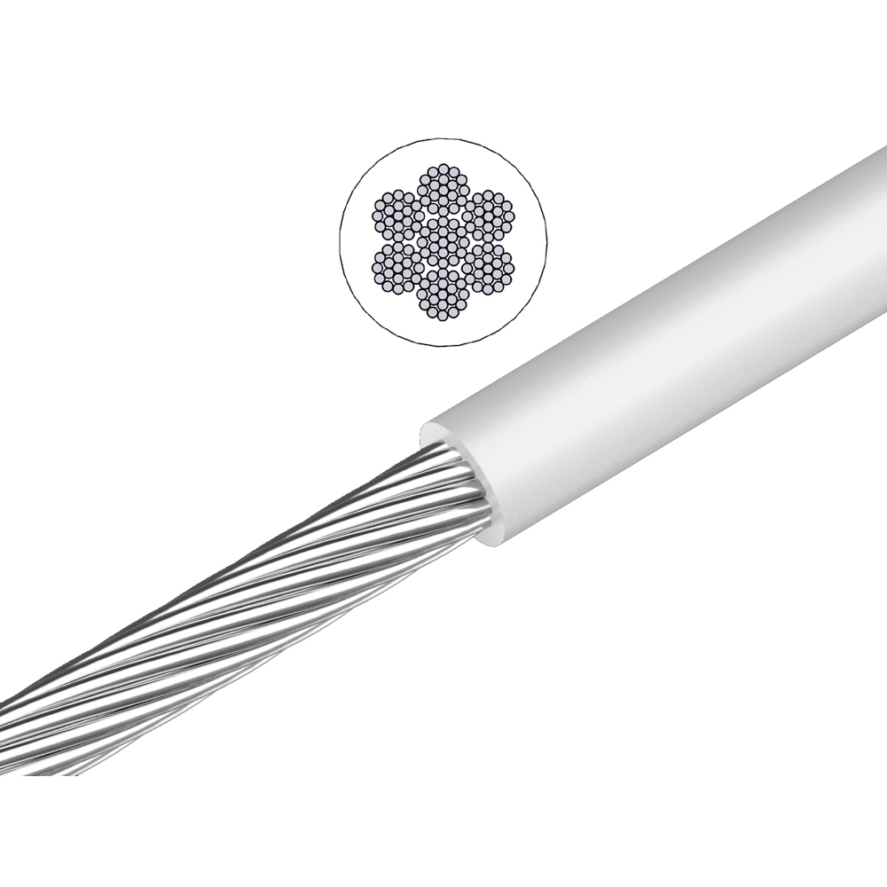 Drahtseil 1x19 starr PVC weiß Edelstahl A4