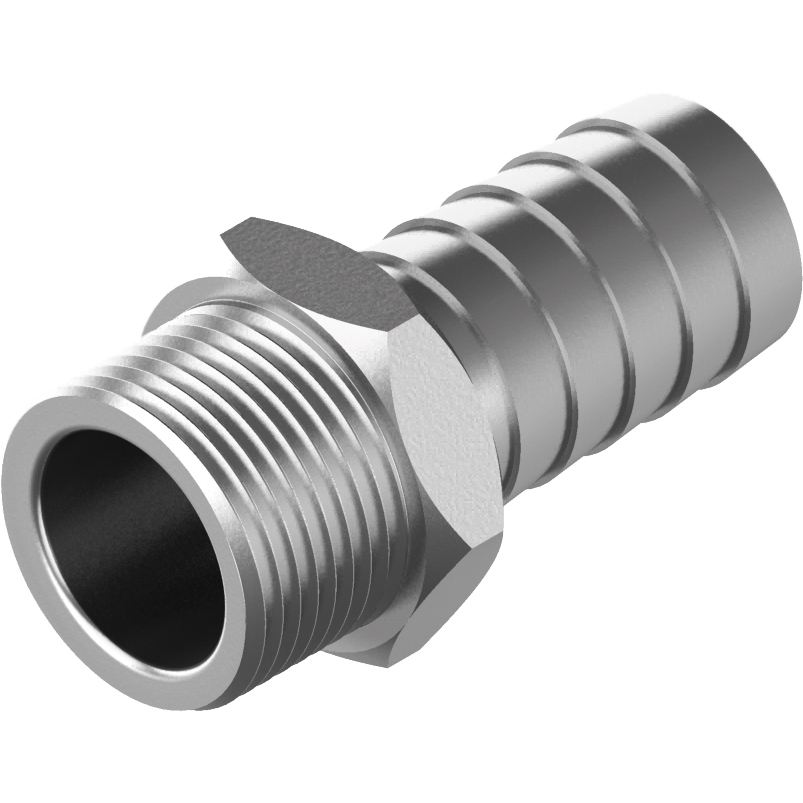 Schlauchnippel Sechskant R 3/8 11mm Edelstahl A4