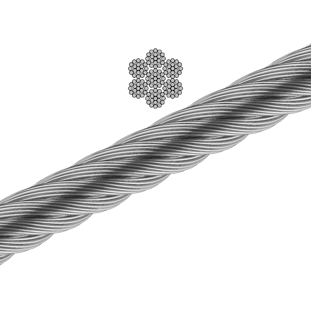 Drahtseil DIN 12385-4 7x19 sehr flexibel Edelstahl A4