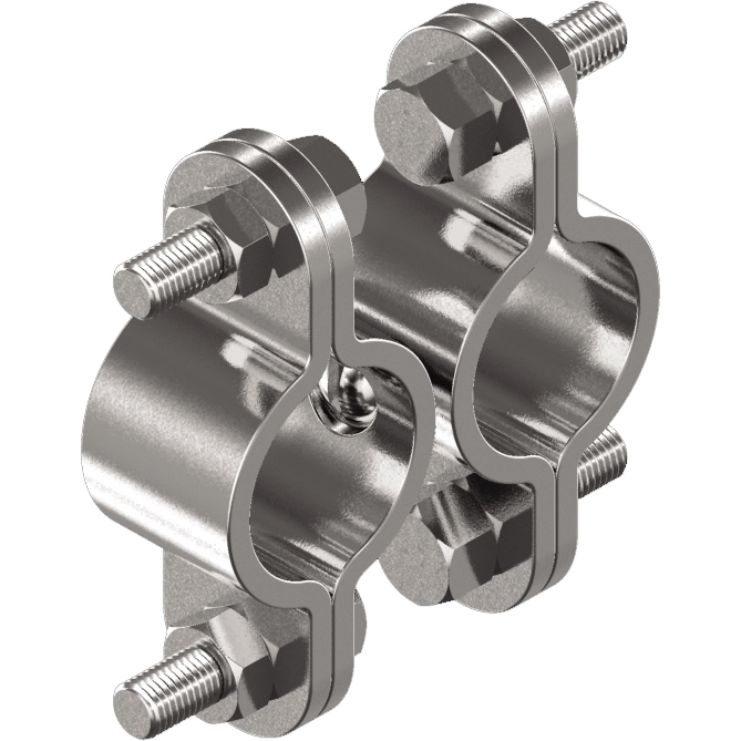 Doppel-Rohrschelle Wirbel D22-30mm Typ A Edelstahl A2